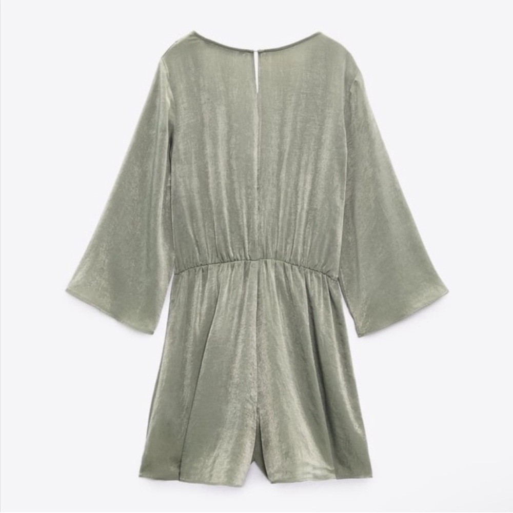 Zara Link Satin Effect Romper/Jumpsuit in green - Picture 2 of 8